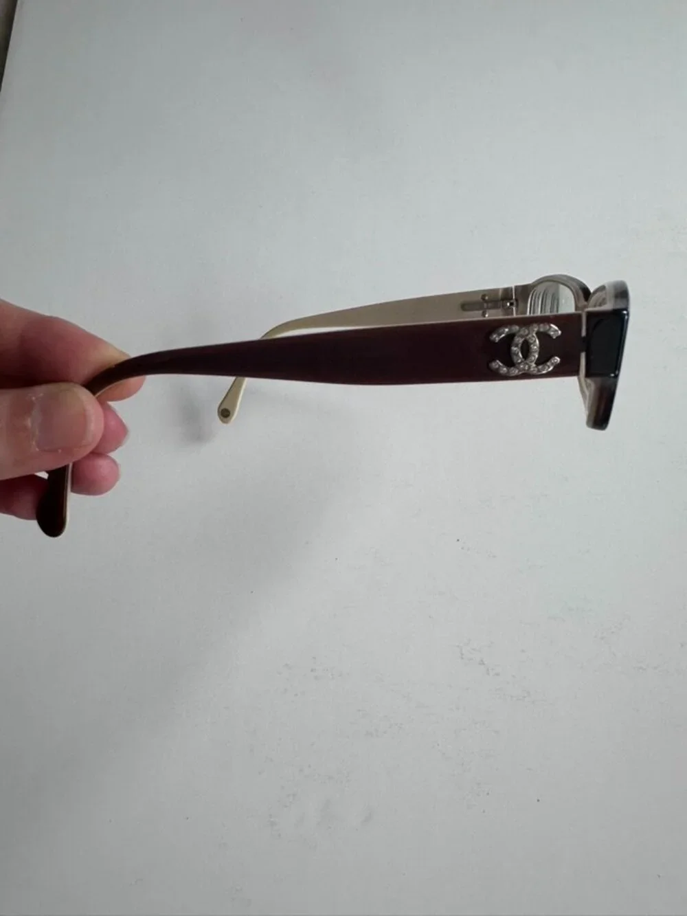 CHANEL eyewear Classic Rectangular w/ Rhinestone CC logo and Case